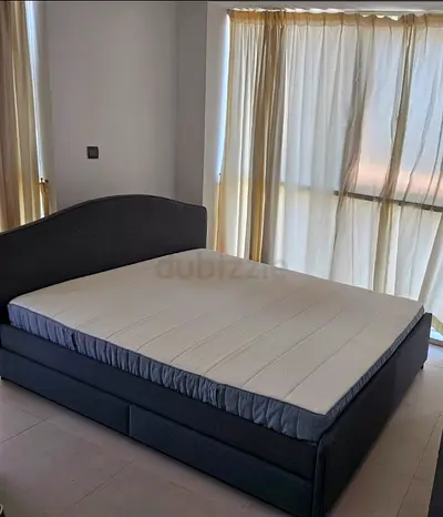 IKEA Queen fabric upholstered bed frame with mattress  Dressing Table