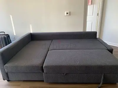 Grey L-shaped Sofa Bed with Storage - Good Condition