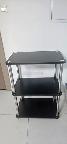 Modern Compact Black 3-Tier Hall Table - Shelf Unit — Small Side Table/Storage