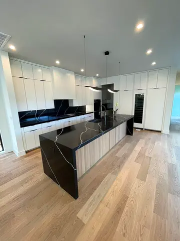 Large black marble island