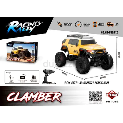 HB Toys Clamber 1:10 4WD Remote Control Off-Road RC Car (Yellow)