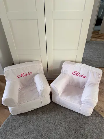 Two Pottery barn children soft chairs