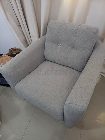 Light grey fabric armchair - single comfy chair