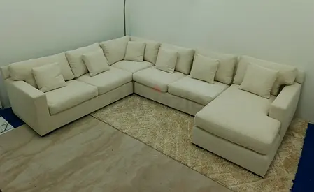 Crate and barrel beige color Ushape sofa for sale