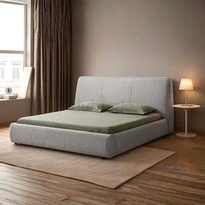 Foam filled headrest round edges king bed frame