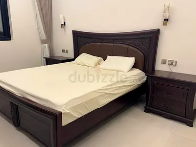 Solid Wood King Size Bed with Matching Nightstands - Dark Finish