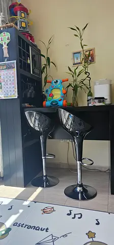 Set of 2 Chrome Adjustable Bar Stools with Footrest