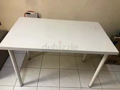 Simple White Rectangular Dining/Study Table - Good Condition