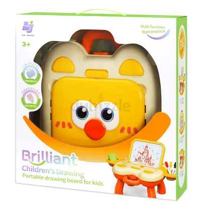 Portable Childrens Drawing Board Set - Cute Chick Design, Foldable Easel with Carry Handle
