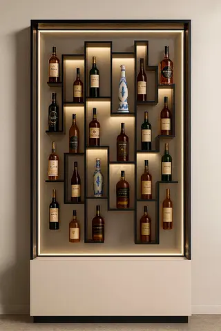 Modern wall-mounted liquor display cabinet with LED backlight