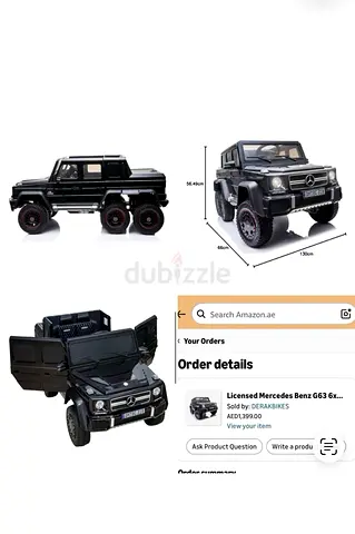 Licensed Mercedes Benz G63 6x6 Ride-On Electric Toy Car - Black