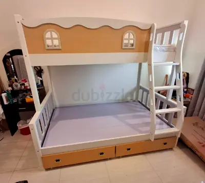 Brand New White wooden bunk bed with ladder and storage drawers New For Sale