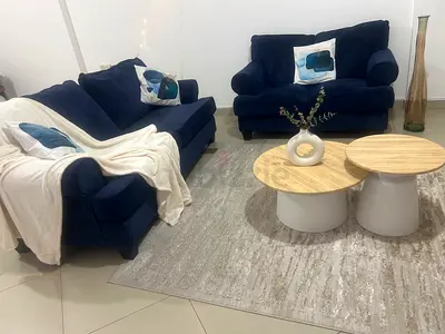 Navy Blue 2-Piece Velvet Sofa Set (3-seater + 2-seater)