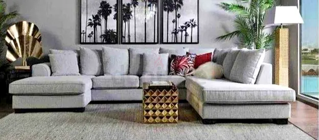 Excellent condition The One Kingston Sectional Ushape Sofa light gray color