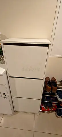 Slim white 3-tier shoe cabinet — compact hallway storage