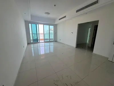 The most luxurious and elegant two-bedroom apartment for rent in Al Khan, featuring three bathrooms, a balcony, free parking and air conditioning, acc