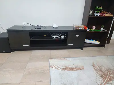Dark wood TV stand / entertainment unit with storage