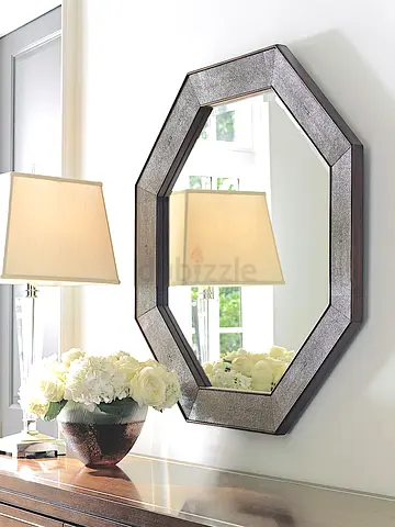 Hampton Octagon Mirror in Grey Shagreen H80 W80 D10 cm