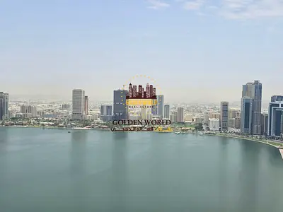 عربي: غرفتين وصالة بإطلالة بحرية + غرفة خادمة وباركينغ مجاني في المجاز 3 مع تكييف مجاني بسعر 70 ألف
