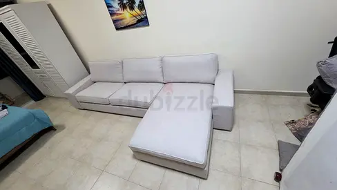 Ikea kivik L shape sofa beige Light grey L-shaped corner sofa — good condition
