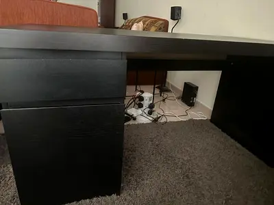 Black rectangular study/office table - sturdy, simple design