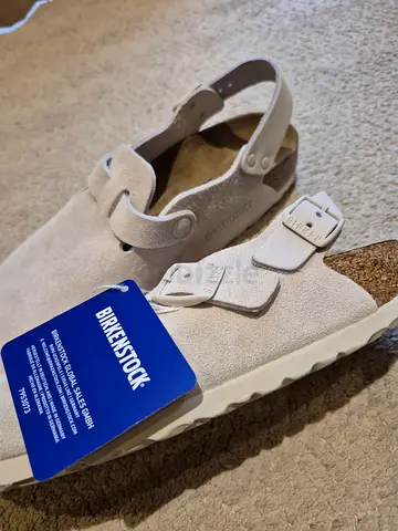 Birkenstock Boston Suede Clogs - Antique White, Size 40 (New)