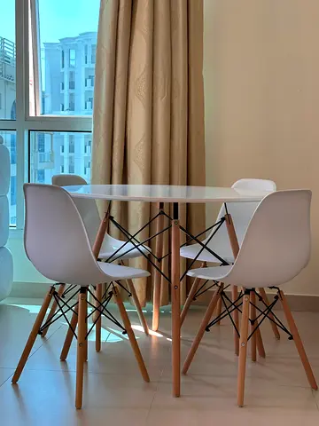 Modern White Dining Table with 4 Matching Chairs - Good Condition