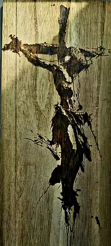 Handmade Pyrography Wood Panel - Abstract Figure