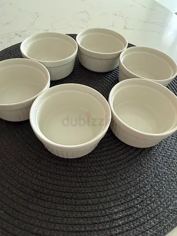 Set of 6 white ceramic ramekins