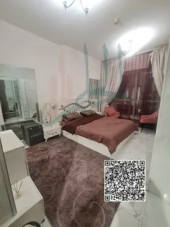 Super deluxe 1-bedroom apartment for monthly rent in Al Waha Tower 1, Ajman. Includes electricity, w