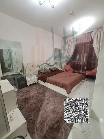 Super deluxe 1-bedroom apartment for monthly rent in Al Waha Tower 1, Ajman. Includes electricity, water, internet, private parking, gym, and swimming