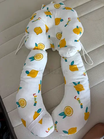 Soft U-shaped Nursing/Body Pillow with Lemon Print - Lightly Used
