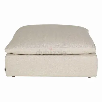Marina Home Beige Fabric Ottoman Pouf - Large Comfortable Footstool