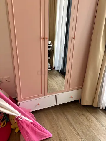 Kids Moyo Carmine 3-Door Wardrobe with 2 Drawers - Pink