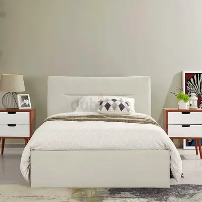 White velvet upholstered twin hydraulic bed
