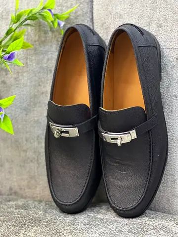 Hermes black Destin loafers