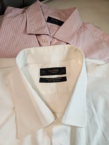 Set of 4 mens dress shirts (white and pink check) - size extra large, good condition