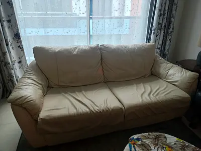 Three seater sofa bed. Leather
