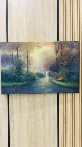 Serene Park Landscape Painting - Signed original artwork