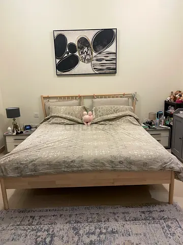 IKEA Sultanare Double Bed Frame with Headboard (Approximately 160x200cm) - Good Condition