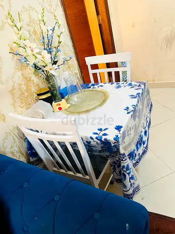 Compact 2-Seater Dining Table Set with Chairs and Tablecloth