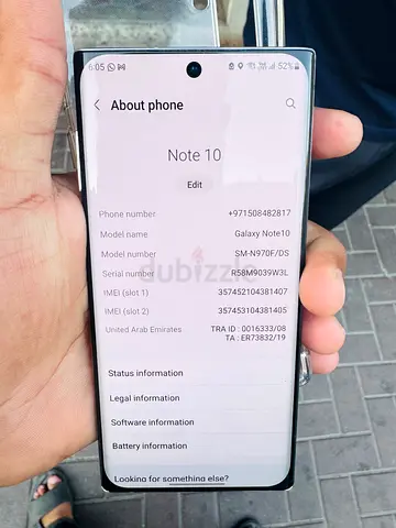 Samsung Galaxy Note10 - Good Condition, UAE with charger and back cover
