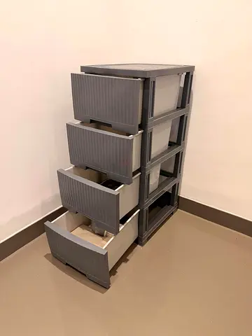 Stackable 4-Drawer Plastic Storage Unit - Grey