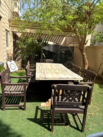 Free: Solid Wood Dining Table with Benches - Rustic Outdoor Set