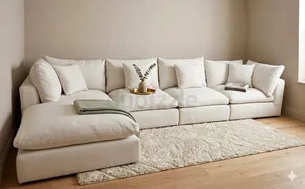 Off white color the One Brand modular 5 piece sofa with ottoman