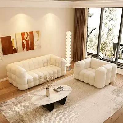 Modern White Cloud Modular Sofa Set - 3-Seater and Armchair