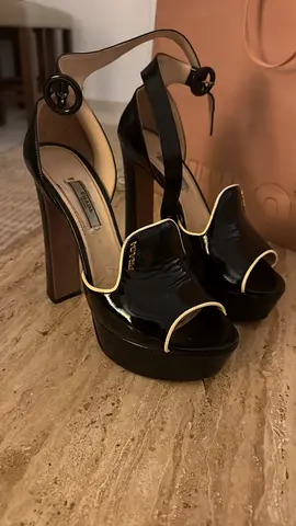 Prada Black Patent Leather Peep Toe