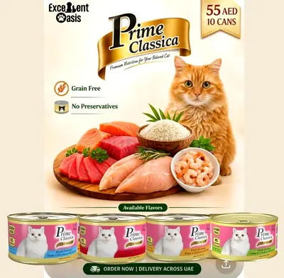 Prime Classica Wet Cat Food - Mix of Tuna, Chicken  Seafood (10 Cans)