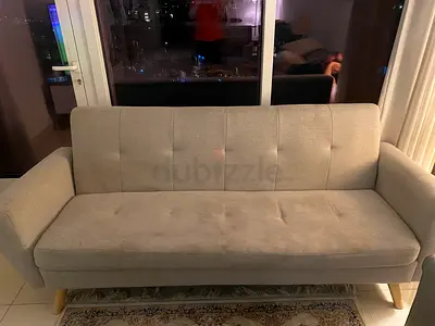 Light grey 3-seater sofa with wooden legs - good condition