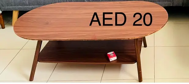 Wooden Oval Coffee Table with Lower Shelf - Good Condition